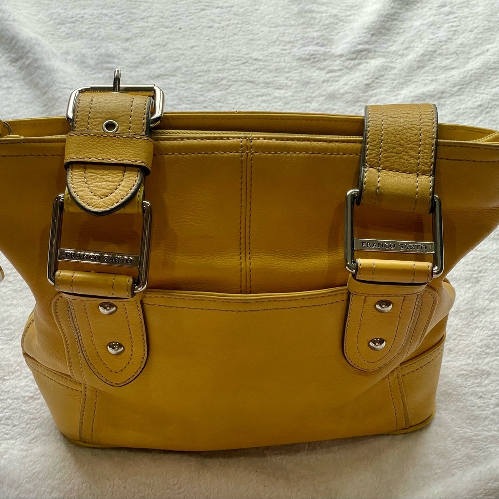 Franco Sarto Mustard Yellow Leather Tote Bag, Classic Everyday Chic 😉